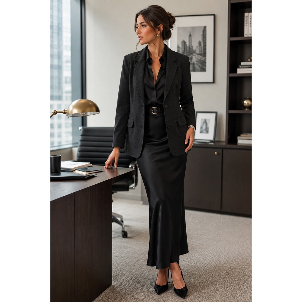 Chico's Ponte Knit Blazer Jacket Charcoal Black Office Siren Size 3 Large XL